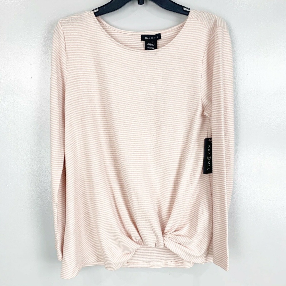 MAX & MIA Striped Twist Pullover Sweater Blush NWT - Picture 1 of 4